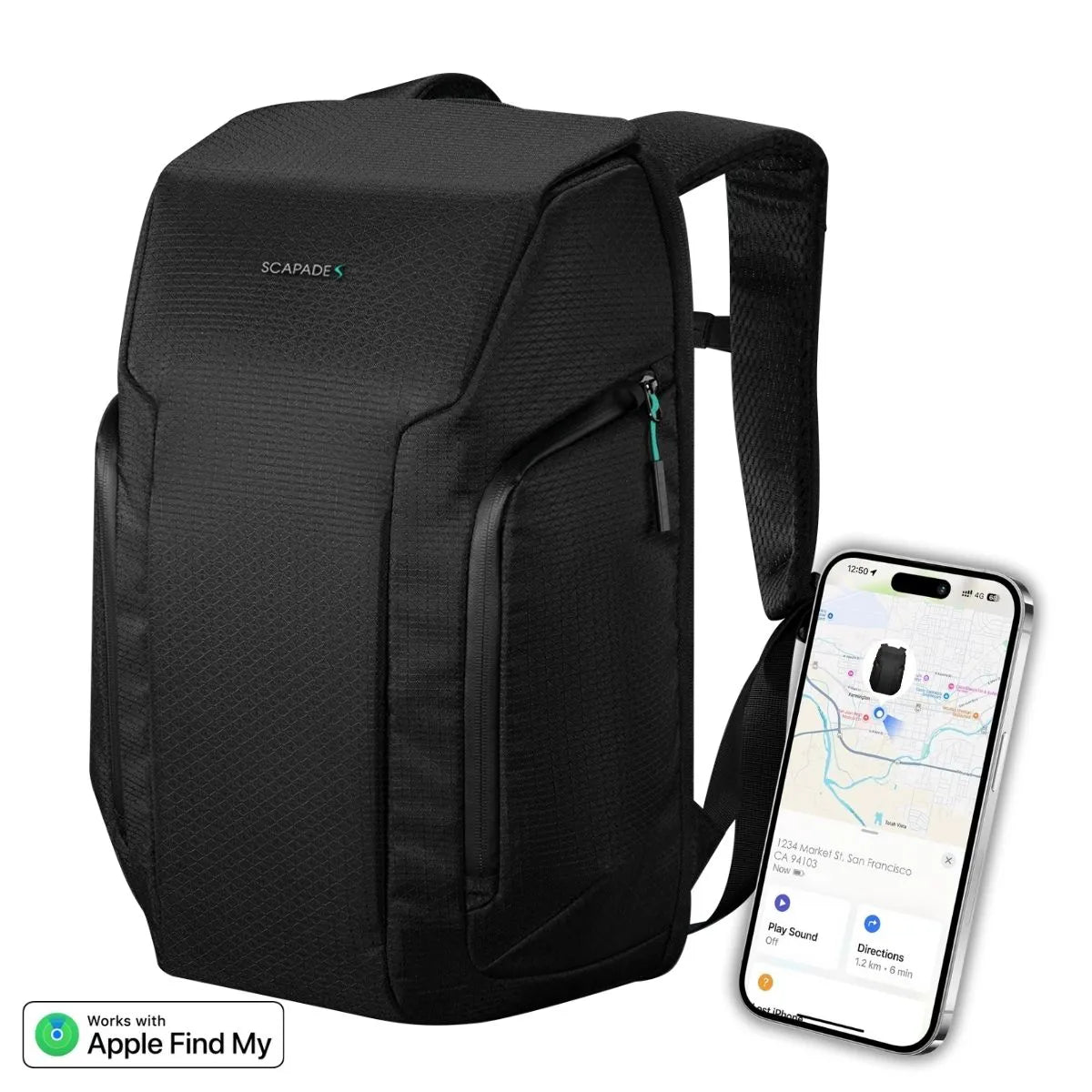 Scapade AirPack – Travel Backpack Compatible with Apple Find My™️ & TSA Lock